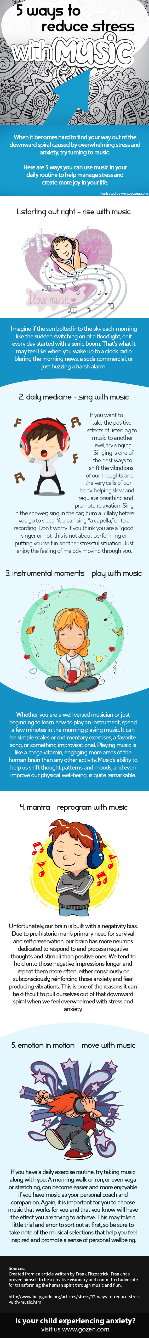 Reduce child anxiety with Music Infographic