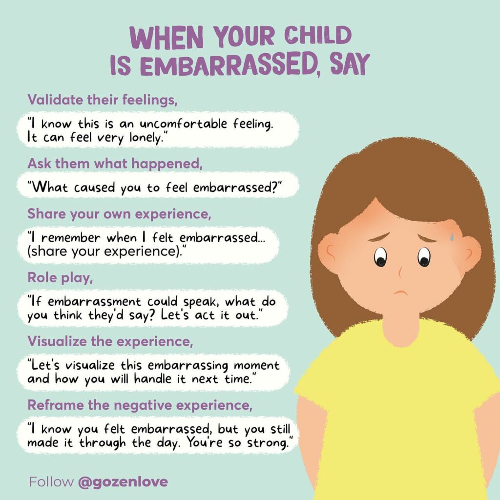 When your child is embarrassed say