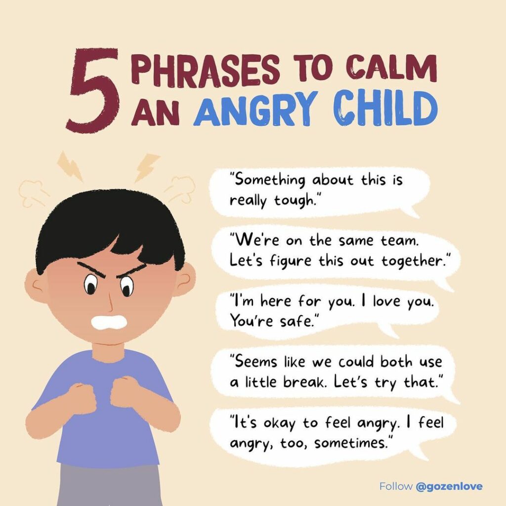 phrases to help calm an angry child
