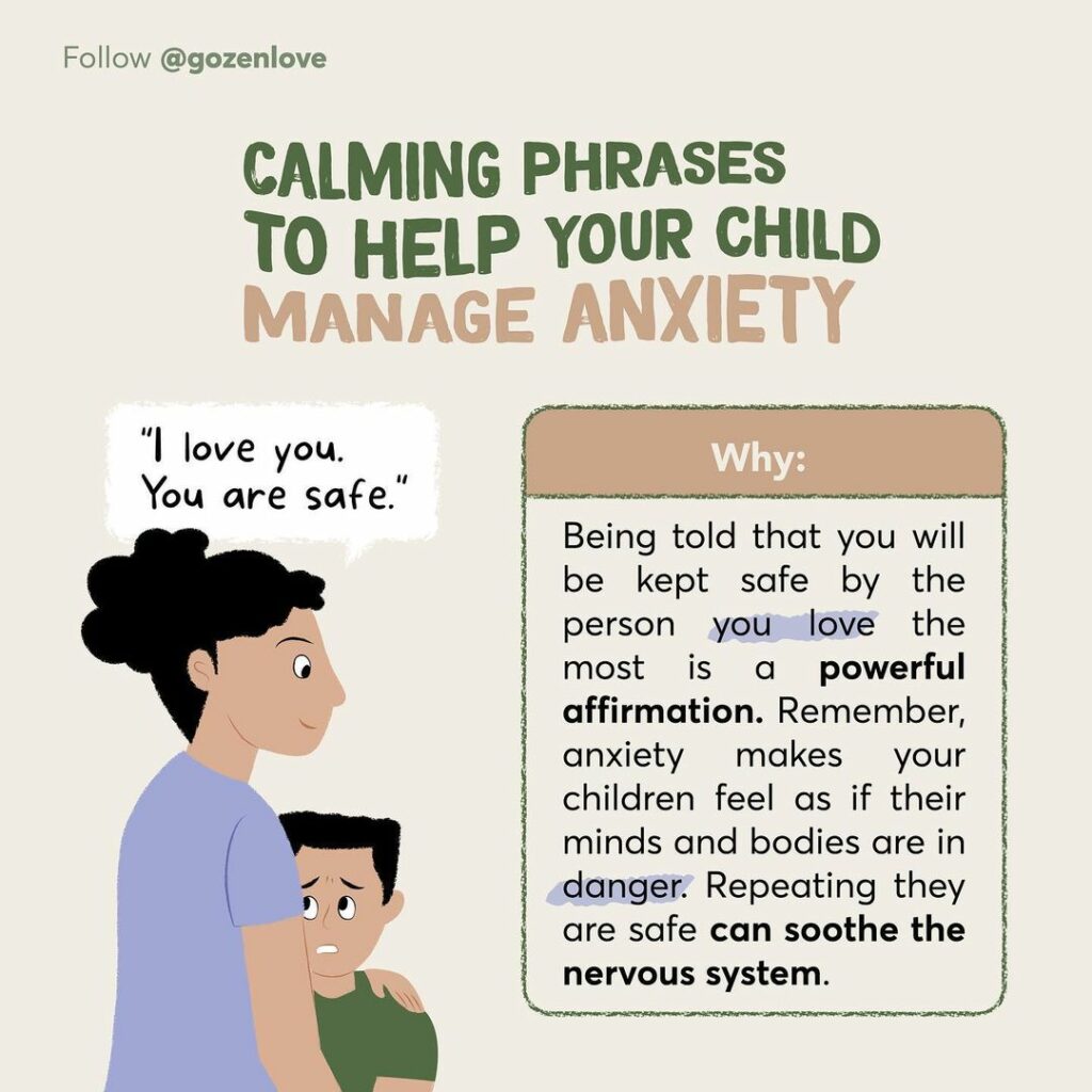Mom with nervous boy helping calm his anxiety