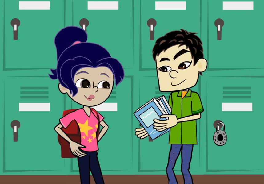 A scene from an animation to help students with anxiety in a resilience program for Schools
